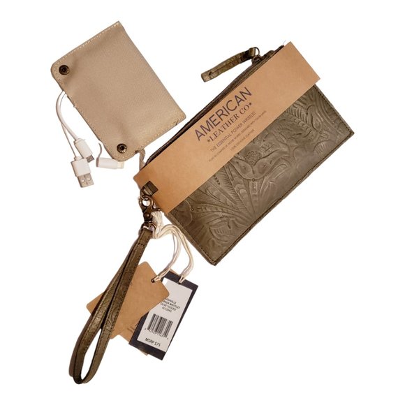 NWT American Leather Co - The Essential Power Wristlet - Tooled Leather (Olive) - Picture 3 of 10
